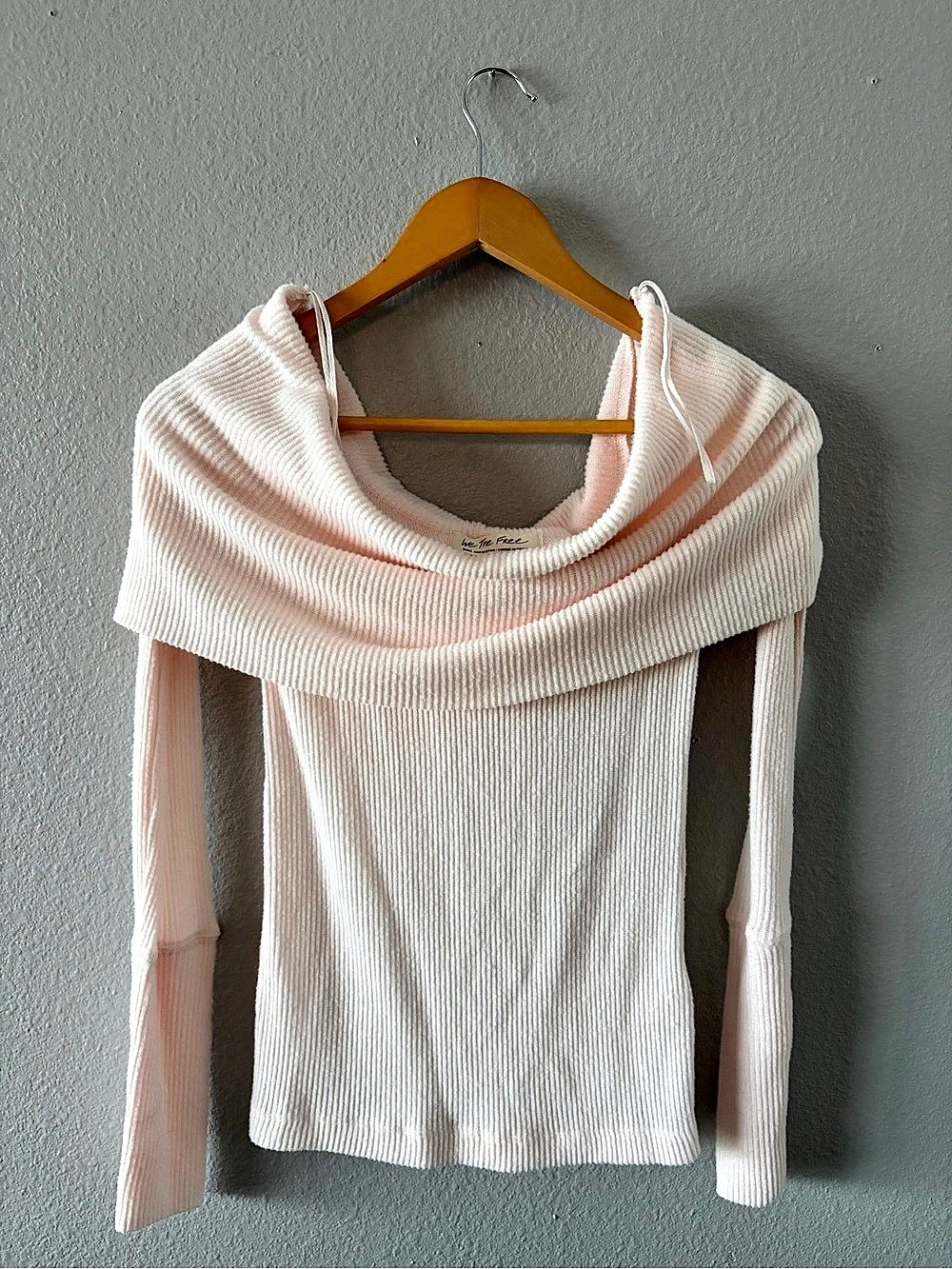 Free People Fuji Thermal Pink Cowl Neck Sweater
